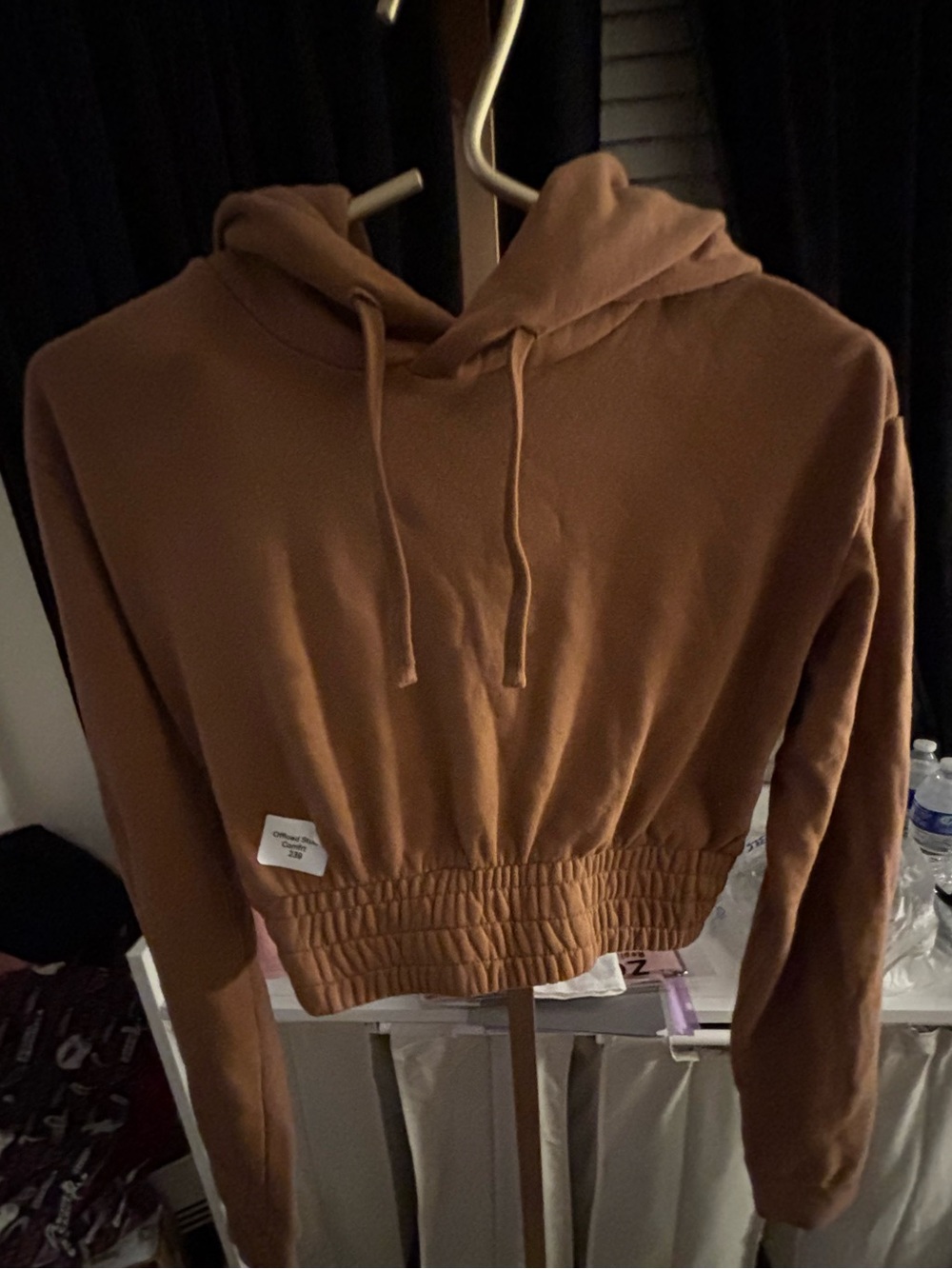 TALENTLESS Cropped Tan/Brown Hooded Sweatshirt size XS